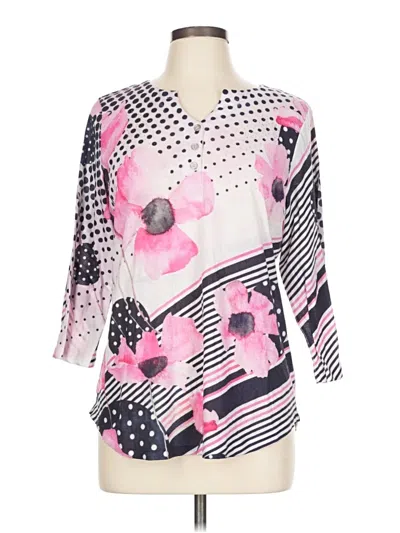 Pre-owned Christopher & Banks 3/4 Sleeve T-shirt In Pink