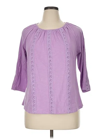Pre-owned Christopher & Banks 3/4 Sleeve T-shirt In Purple