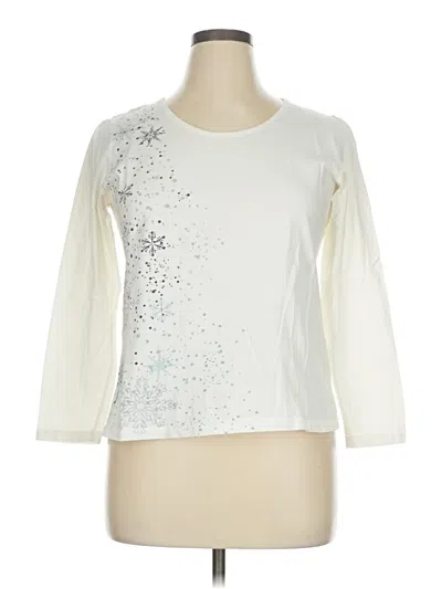 Pre-owned Christopher & Banks 3/4 Sleeve T-shirt In White
