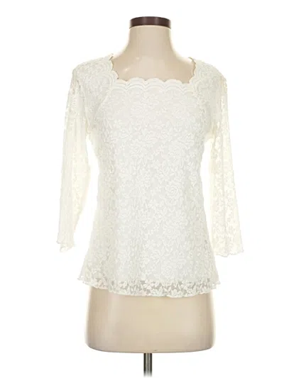 Pre-owned Christopher & Banks 3/4 Sleeve T-shirt In White