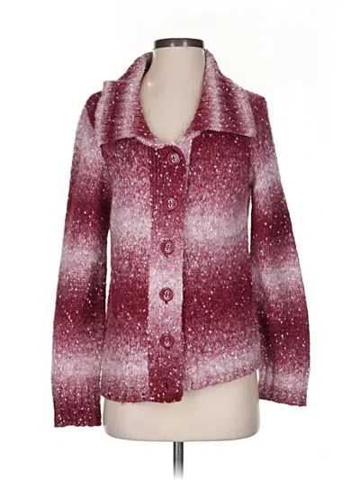 Pre-owned Christopher & Banks Cardigan Sweater In Burgundy