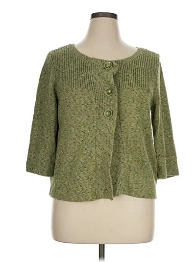 Pre-owned Christopher & Banks Cardigan Sweater In Green