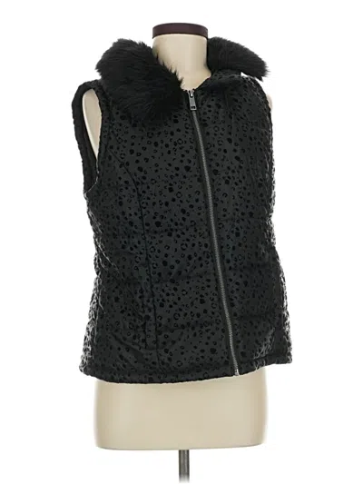 Pre-owned Christopher & Banks Faux Fur Vest In Black