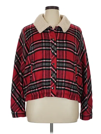 Pre-owned Christopher & Banks Fleece Jacket In Red