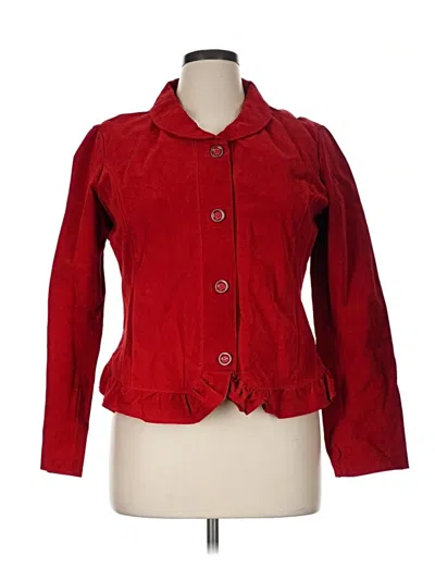 Pre-owned Christopher & Banks Leather Jacket In Red