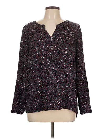 Pre-owned Christopher & Banks Long Sleeve Blouse In Black