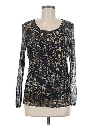 Pre-owned Christopher & Banks Long Sleeve Blouse In Black