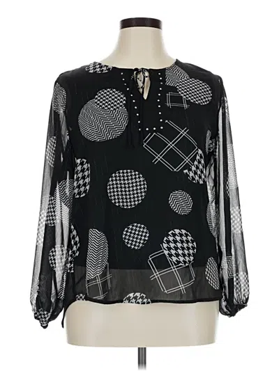Pre-owned Christopher & Banks Long Sleeve Blouse In Black