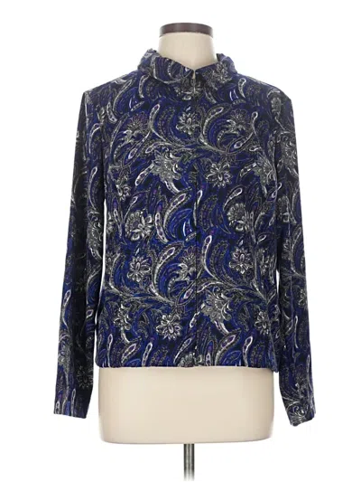 Pre-owned Christopher & Banks Long Sleeve Blouse In Blue