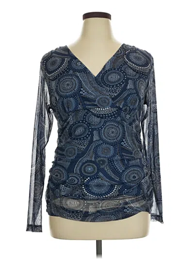 Pre-owned Christopher & Banks Long Sleeve Blouse In Blue