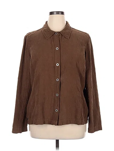 Pre-owned Christopher & Banks Long Sleeve Blouse In Brown