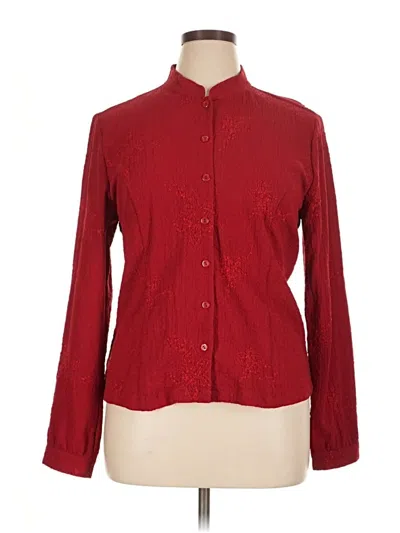 Pre-owned Christopher & Banks Long Sleeve Blouse In Burgundy