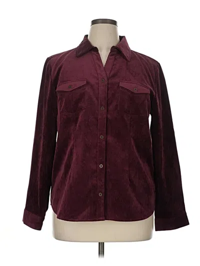 Pre-owned Christopher & Banks Long Sleeve Blouse In Burgundy