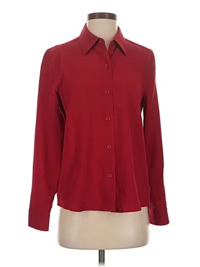 Pre-owned Christopher & Banks Long Sleeve Blouse In Burgundy