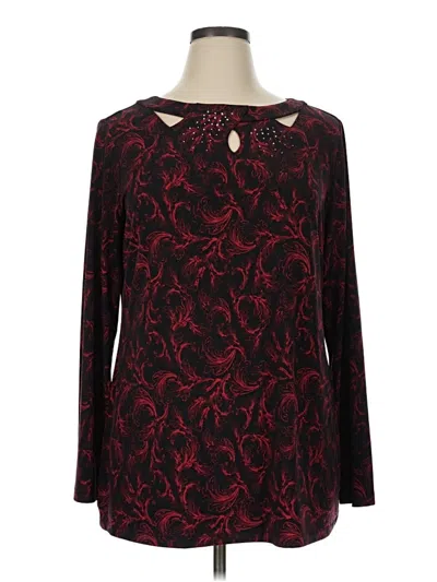 Pre-owned Christopher & Banks Long Sleeve Blouse In Burgundy