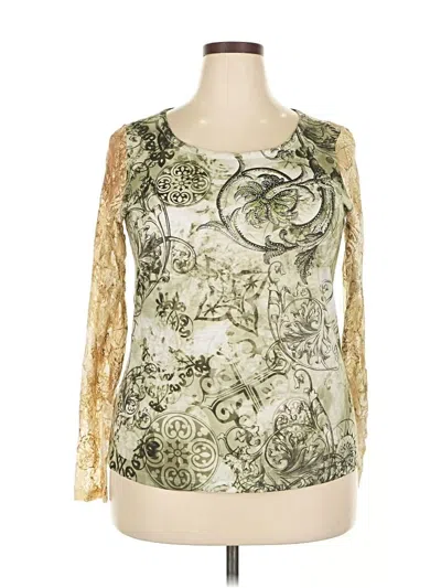 Pre-owned Christopher & Banks Long Sleeve Blouse In Gold