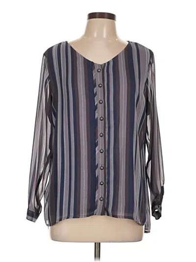 Pre-owned Christopher & Banks Long Sleeve Blouse In Gray