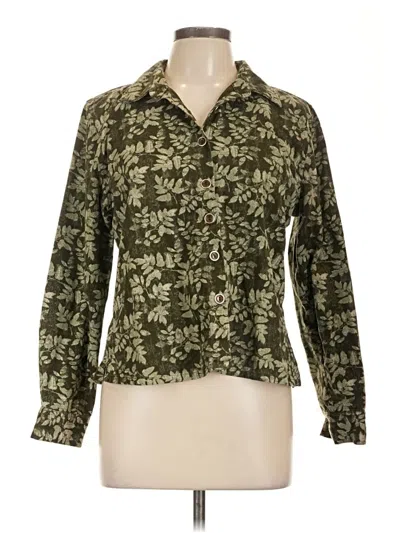 Pre-owned Christopher & Banks Long Sleeve Blouse In Green