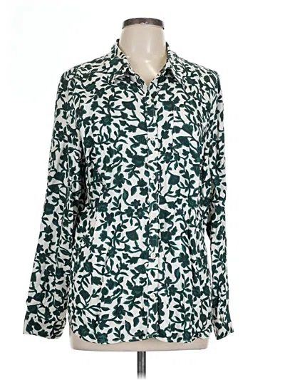 Pre-owned Christopher & Banks Long Sleeve Blouse In Green