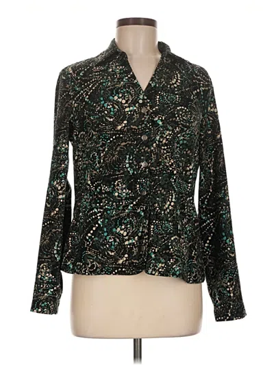 Pre-owned Christopher & Banks Long Sleeve Blouse In Green