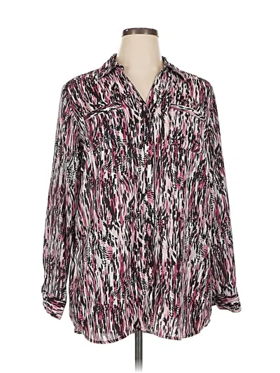 Pre-owned Christopher & Banks Long Sleeve Blouse In Pink