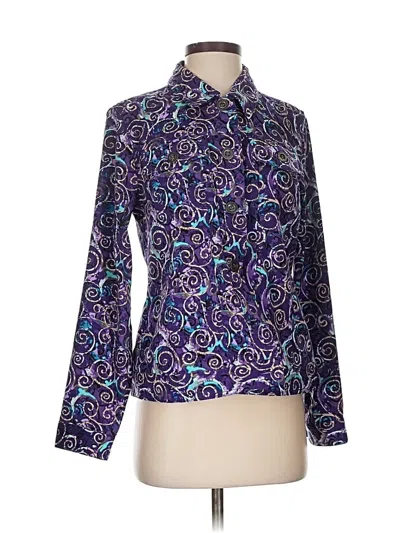 Pre-owned Christopher & Banks Long Sleeve Blouse In Purple
