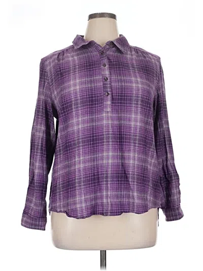 Pre-owned Christopher & Banks Long Sleeve Blouse In Purple
