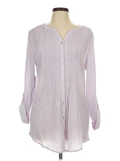 Pre-owned Christopher & Banks Long Sleeve Blouse In Purple
