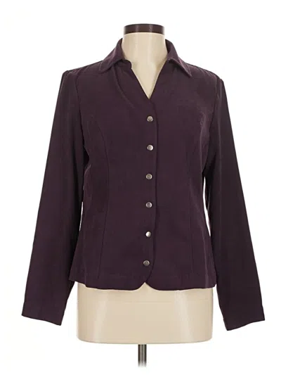 Pre-owned Christopher & Banks Long Sleeve Blouse In Purple