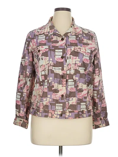 Pre-owned Christopher & Banks Long Sleeve Blouse In Purple