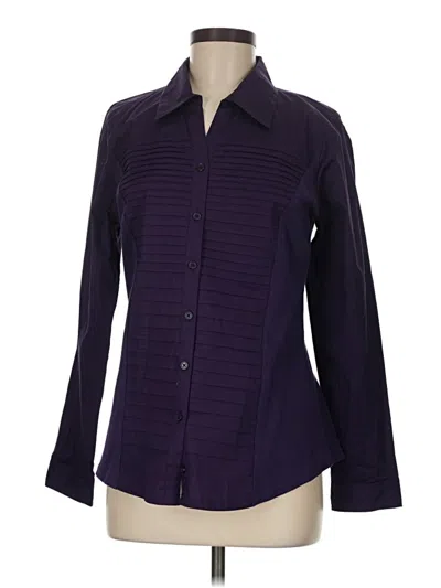 Pre-owned Christopher & Banks Long Sleeve Blouse In Purple