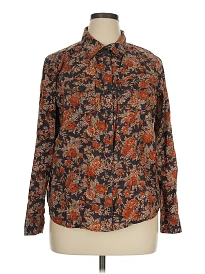 Pre-owned Christopher & Banks Long Sleeve Button Down Shirt In Brown