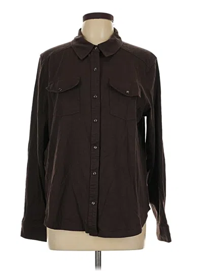 Pre-owned Christopher & Banks Long Sleeve Button Down Shirt In Brown