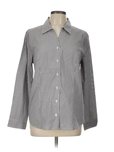 Pre-owned Christopher & Banks Long Sleeve Button Down Shirt In Gray
