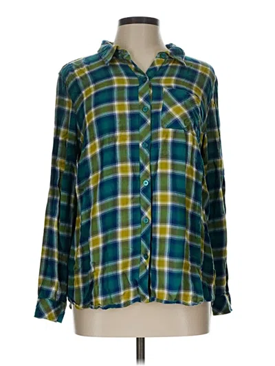Pre-owned Christopher & Banks Long Sleeve Button Down Shirt In Green