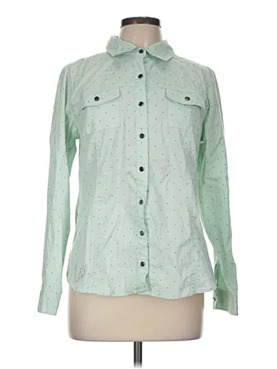 Pre-owned Christopher & Banks Long Sleeve Button Down Shirt In Green