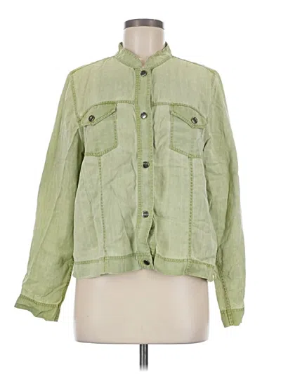Pre-owned Christopher & Banks Long Sleeve Button Down Shirt In Green