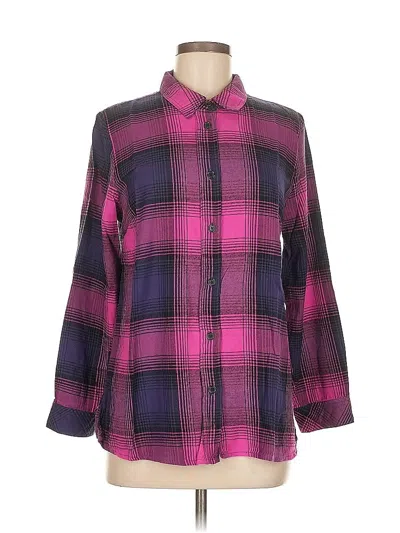 Pre-owned Christopher & Banks Long Sleeve Button Down Shirt In Purple