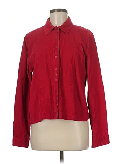 Pre-owned Christopher & Banks Long Sleeve Button Down Shirt In Red