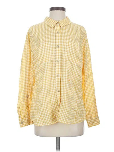 Pre-owned Christopher & Banks Long Sleeve Button Down Shirt In Yellow