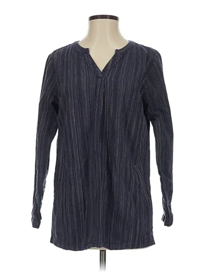 Pre-owned Christopher & Banks Long Sleeve Henley Shirt In Blue