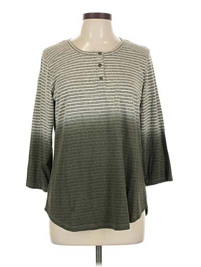 Pre-owned Christopher & Banks Long Sleeve Henley Shirt In Gray