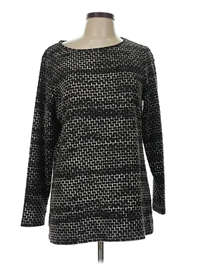 Pre-owned Christopher & Banks Long Sleeve Top Black Square Neckline Tops