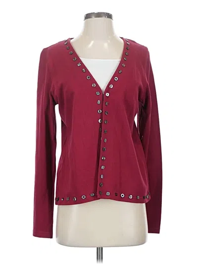 Pre-owned Christopher & Banks Long Sleeve Top Burgundy Sweetheart Neckline Tops