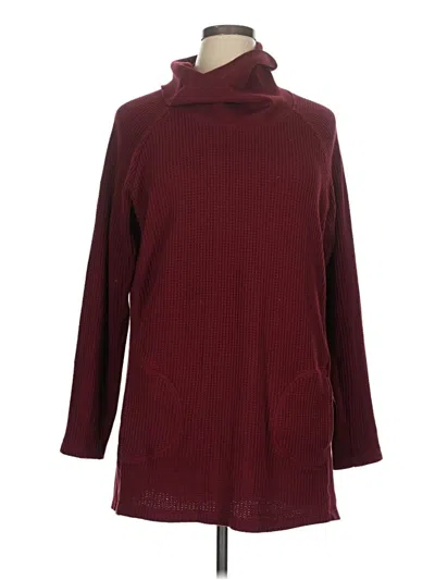 Pre-owned Christopher & Banks Long Sleeve Top Burgundy Turtleneck Tops