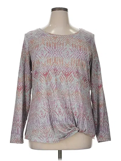 Pre-owned Christopher & Banks Long Sleeve Top Gray Boatneck Tops
