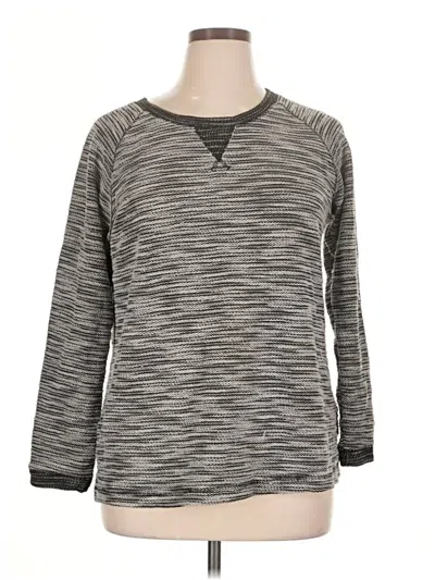 Pre-owned Christopher & Banks Long Sleeve Top Gray Crew Neck Tops