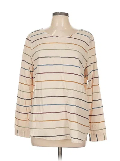 Pre-owned Christopher & Banks Long Sleeve Top Ivory Boatneck Tops In White