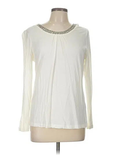 Pre-owned Christopher & Banks Long Sleeve Top Ivory Keyhole Neckline Tops