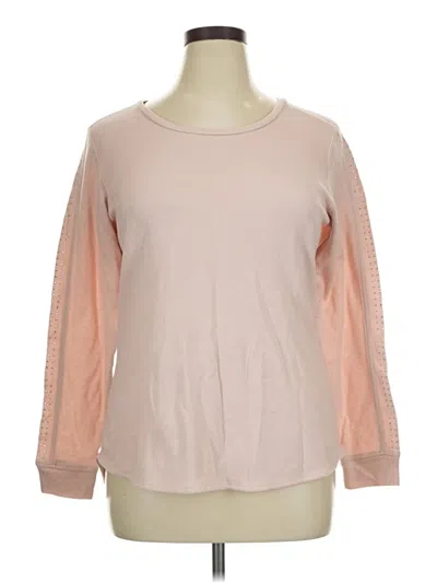 Pre-owned Christopher & Banks Long Sleeve Top Pink Crew Neck Tops